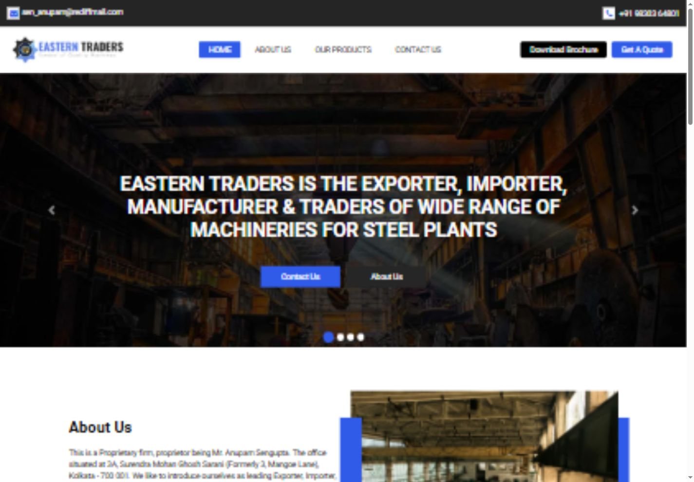 Eastern Traders India homepage screenshot